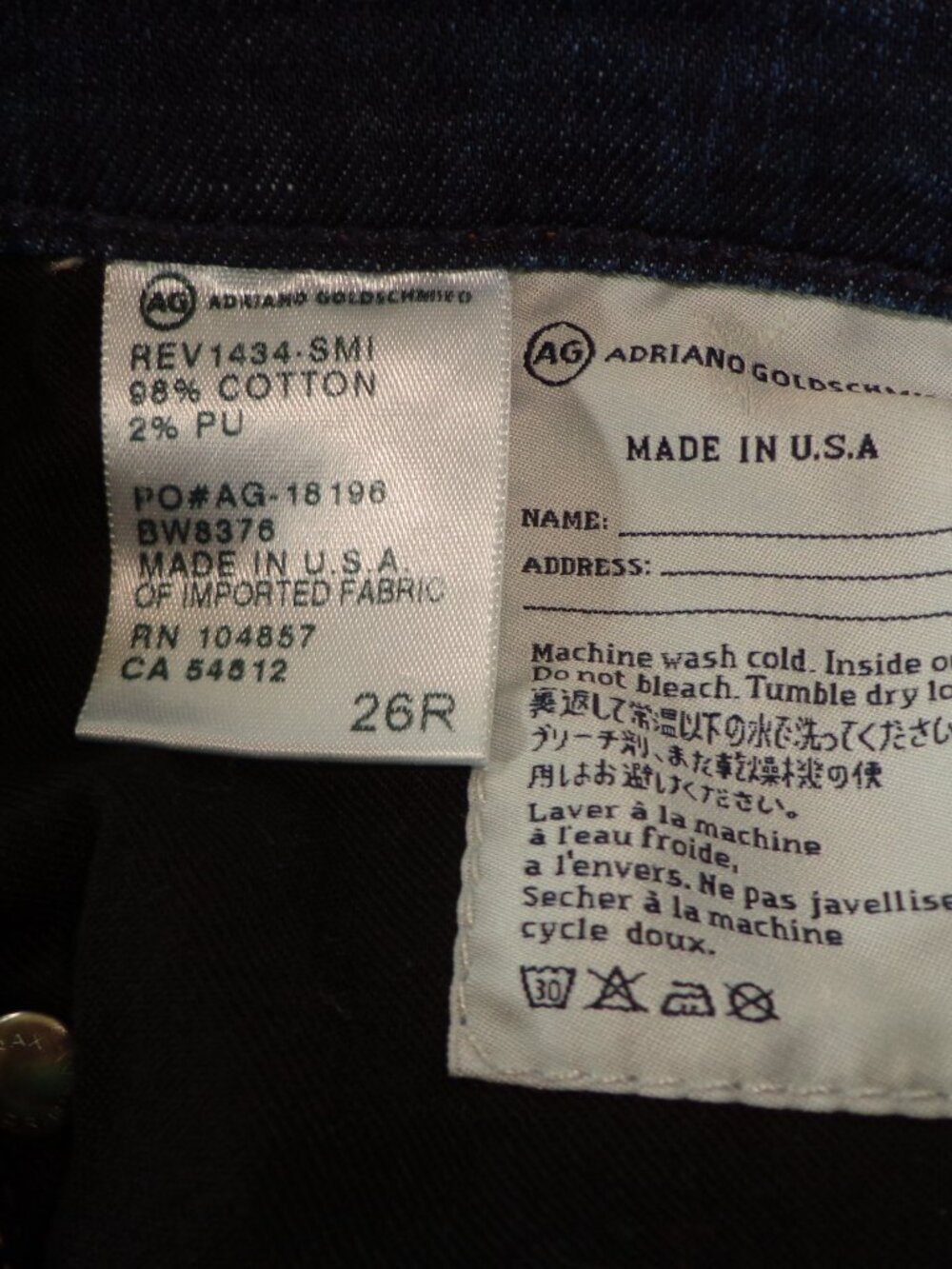 NWOT AG ADRIANO GOLDSCHMIED the Prima Mid-Rise CIGARETTE Jeans 26R Dk Denim - Picture 10 of 11